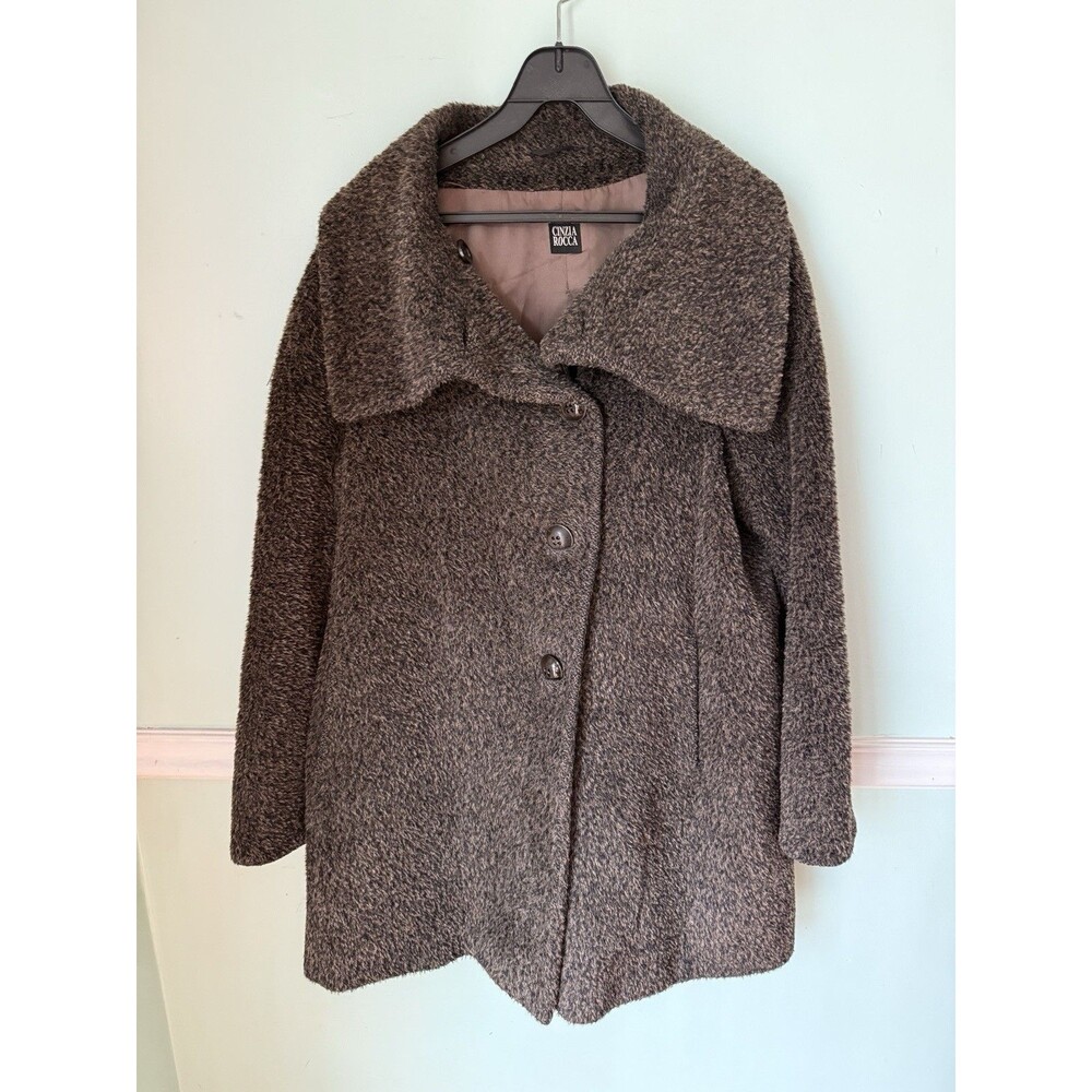 Cinzia Rocca Coat Women 8 Brown Wool Alpaca Blend Oversized Cape Academia‎